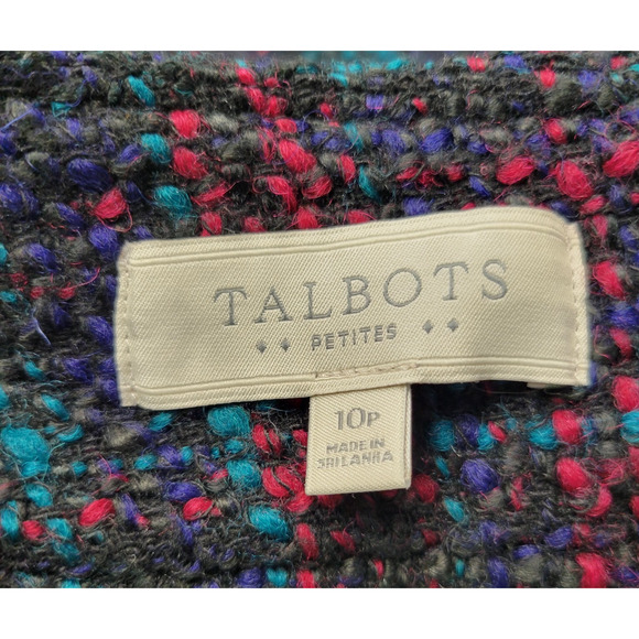 Talbots Tweed Pencil Skirt Womens 10 Petites Blue Wool Blend Lined Zipper Career - Picture 2 of 9